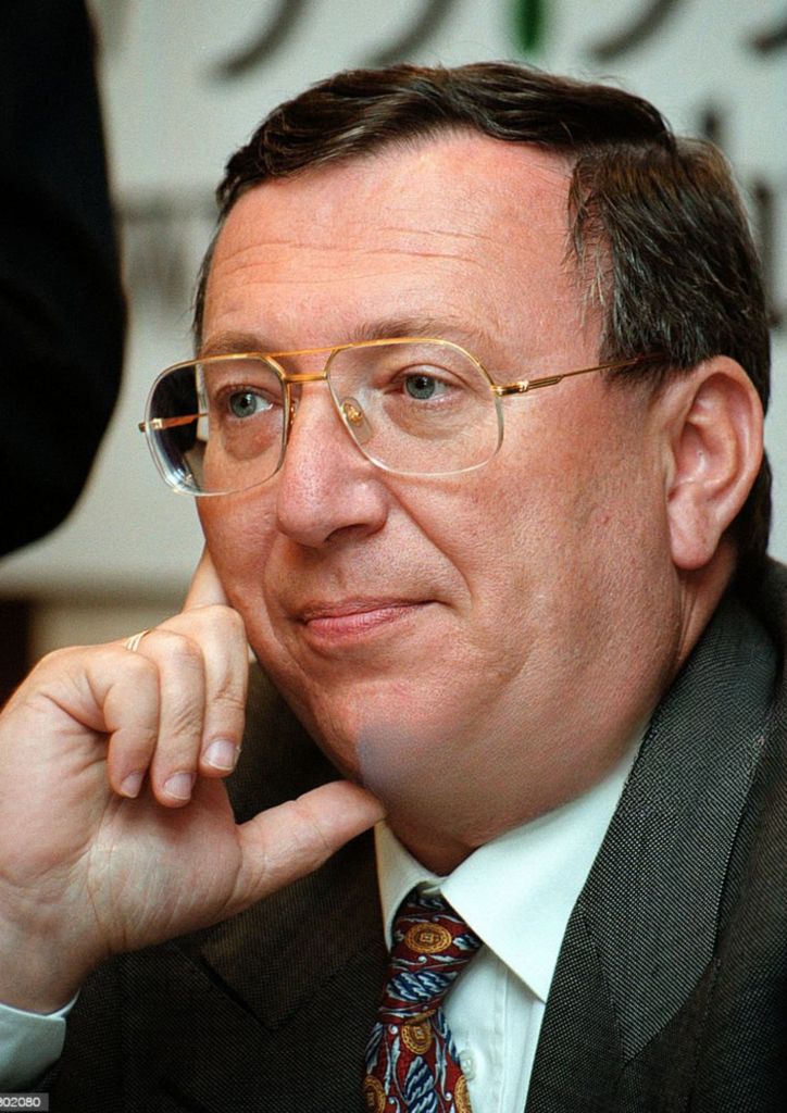 Businessman Vladimir Gusinsky, speaks to reporters at a press conference in Moscow, Russia. Gusinsky, whose holdings include a TV station and newspapers that regularly criticize the Kremlin over the Chechen war, civil rights and other issues, was arrested June 13, 2000 on charges of swindling and theft.